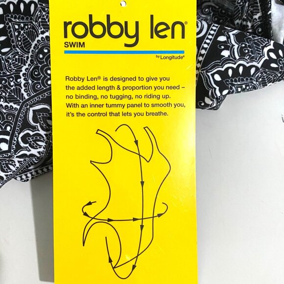 Robby Len Womens One Piece Swimsuit Size 16 Black and White Beach Pool Cruise - Picture 7 of 8